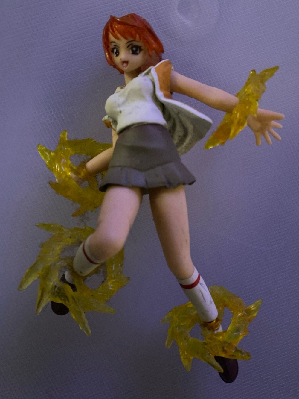 Anime Action Figure - Orange-Haired Girl with Yellow Energy Effects
